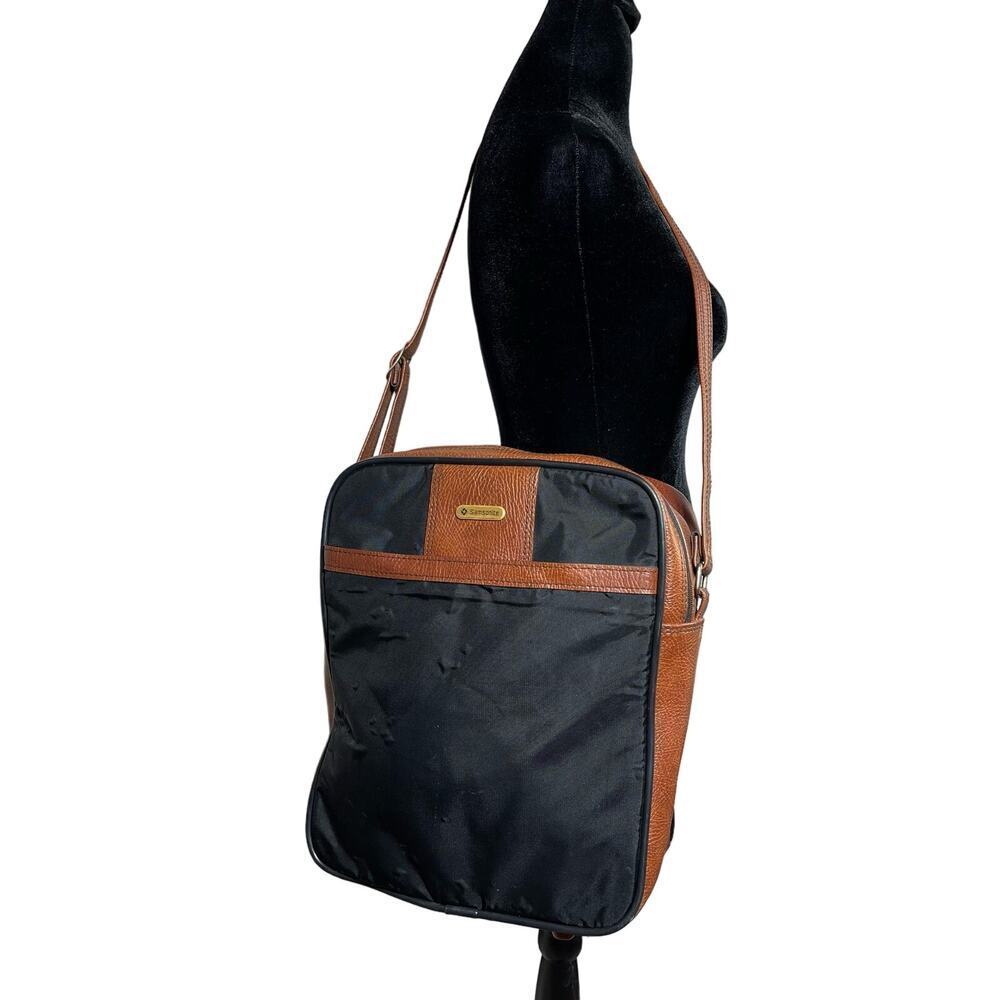 Vintage Samsonite Canvas Travel Crossbody Leather Trim Shoulder Bag